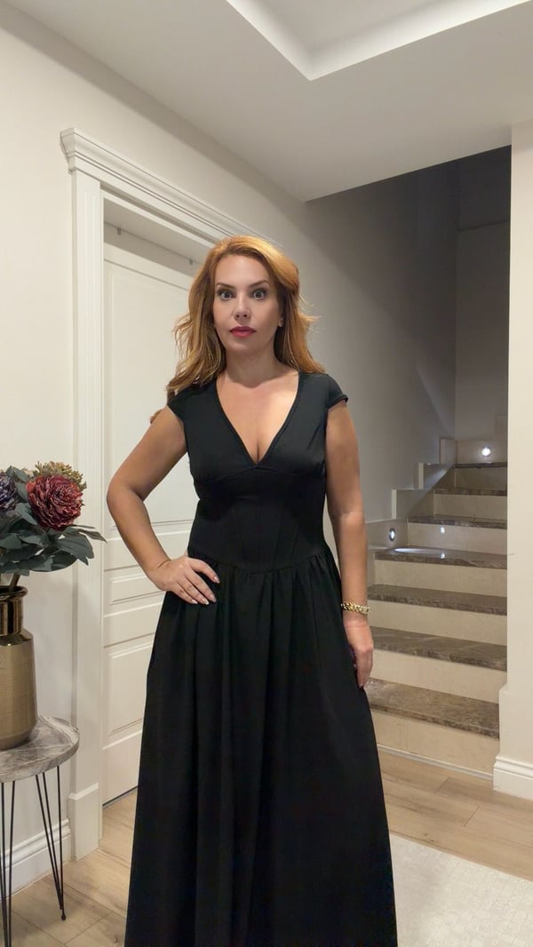 Sandy Prenses Elbise Siyah