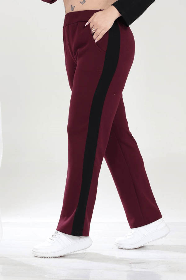 İKM BUTİK Oysho Kumaş Bordo Yanı Siyah Detaylı Takım