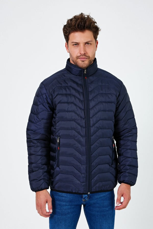 Dik Yaka Lightweight Rüzgar Geçirmez Slim Fit Şişme Spor Mont