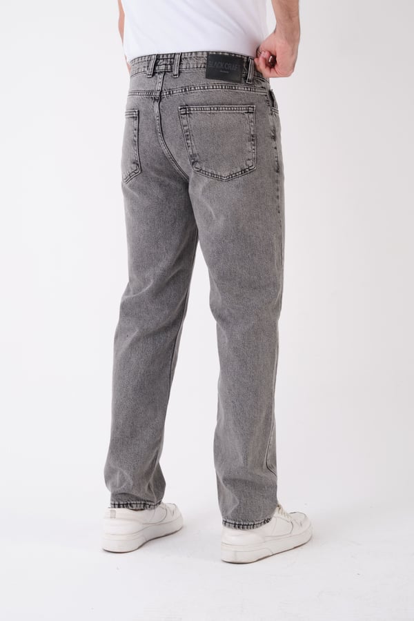 Erkek Antrasit Kar Yıkama Relaxed Fit Jean Pantolon Bol Paça Kot Pantolon