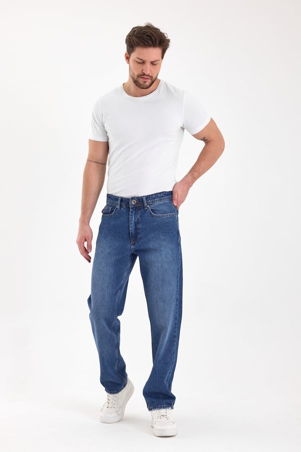 Erkek Baggy Jean Pantolon | Mavi - B48111