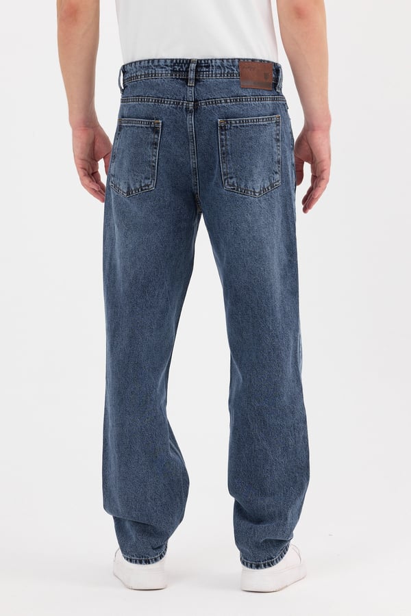 Erkek Baggy Jean Pantolon | Mavi Kar Yıkama - B48212