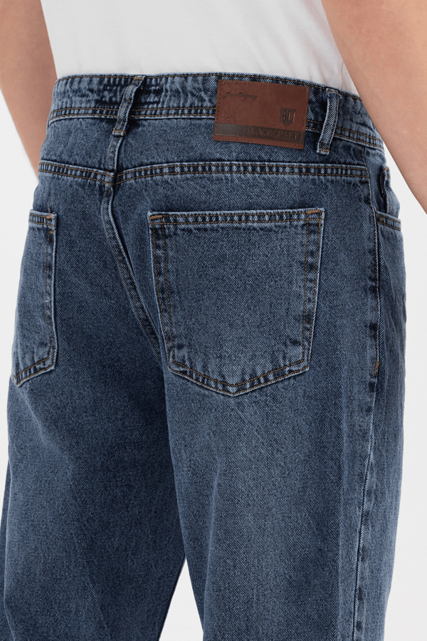 Erkek Baggy Jean Pantolon | Mavi Kar Yıkama - B48212