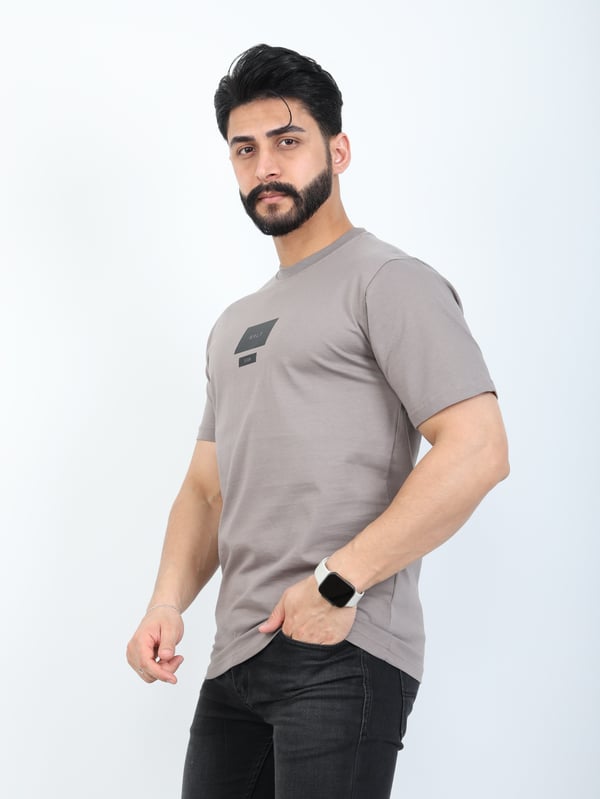 Erkek Bisiklet Yaka Baskı Detaylı Relaxed Fit Tişört