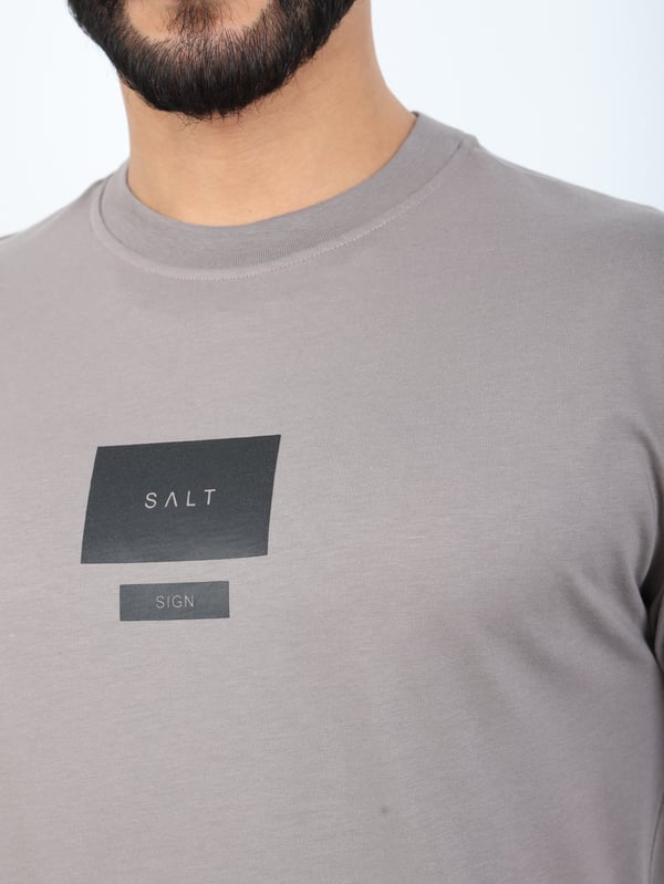 Erkek Bisiklet Yaka Baskı Detaylı Relaxed Fit Tişört