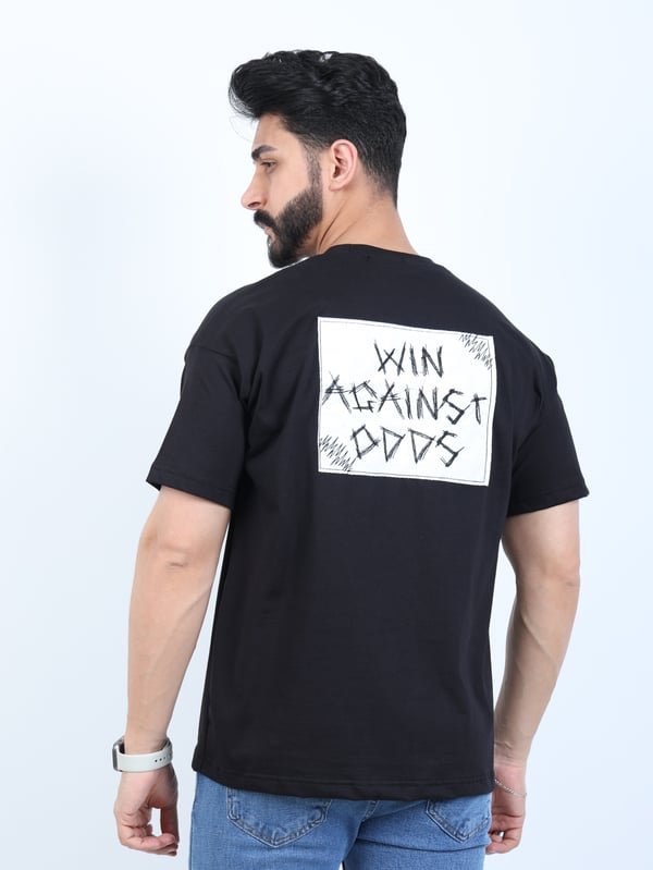 Erkek Bisiklet Yaka Baskılı Oversize Tişört