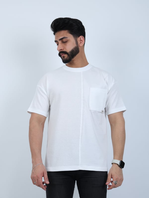 Erkek Bisiklet Yaka Cepli Oversize Tişört
