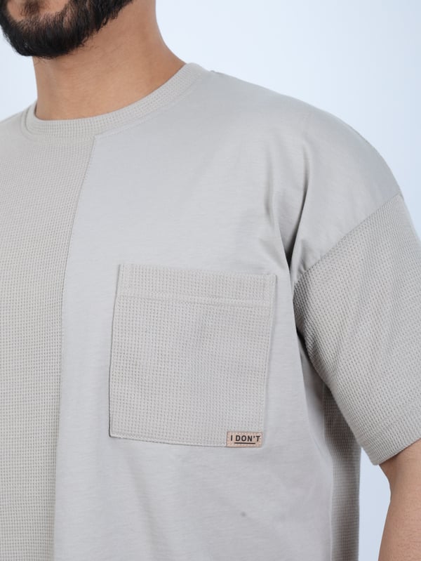 Erkek Bisiklet Yaka Cepli Oversize Tişört