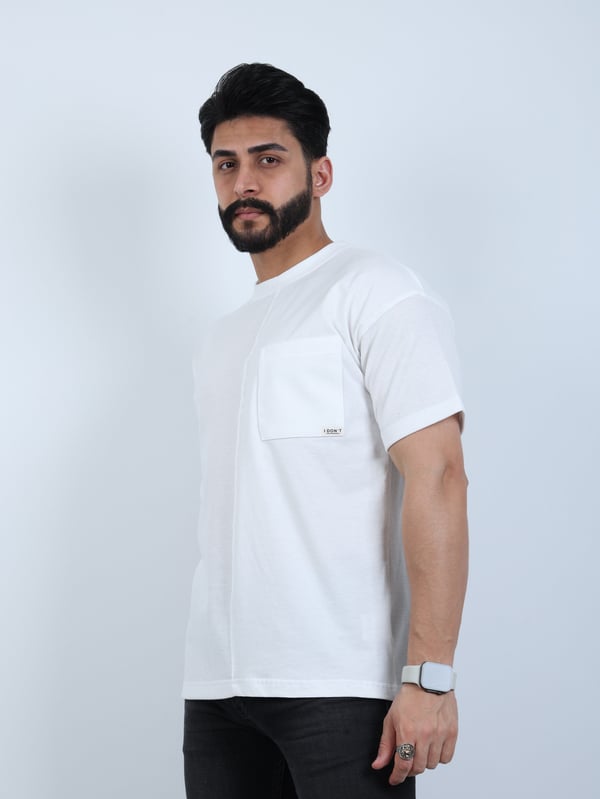 Erkek Bisiklet Yaka Cepli Oversize Tişört