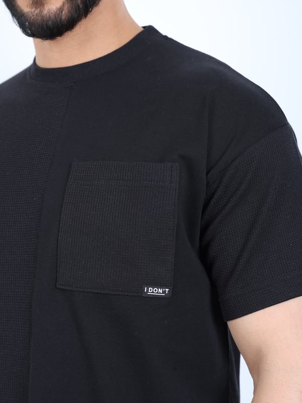 Erkek Bisiklet Yaka Cepli Oversize Tişört