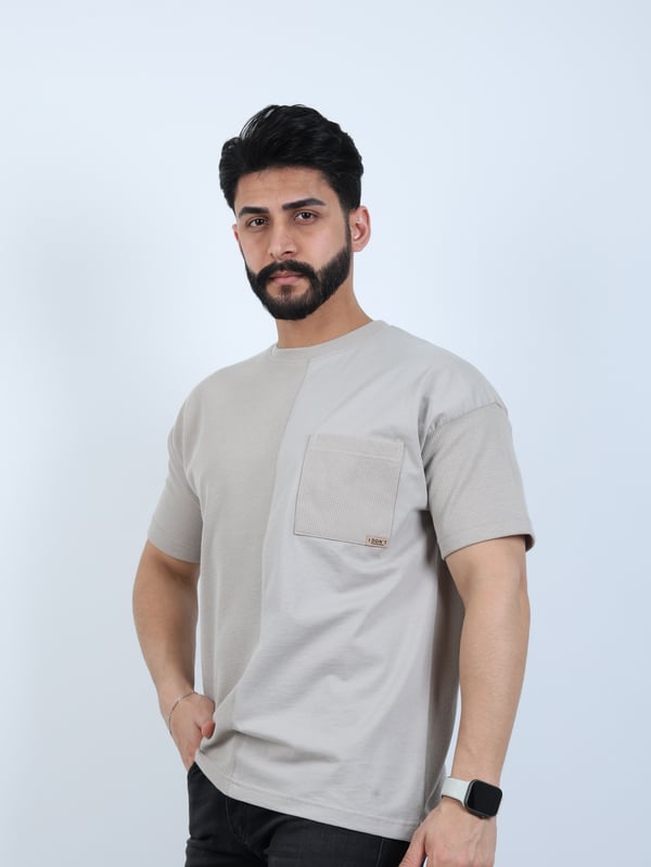 Erkek Bisiklet Yaka Cepli Oversize Tişört