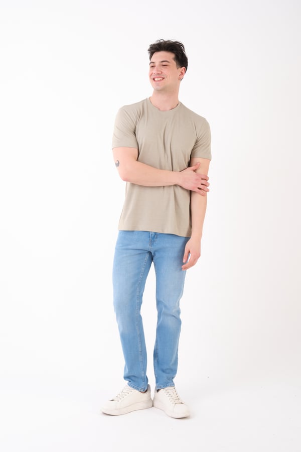Erkek Bisiklet Yaka Slim Fit Basic T-Shirt | Günlük Tişört