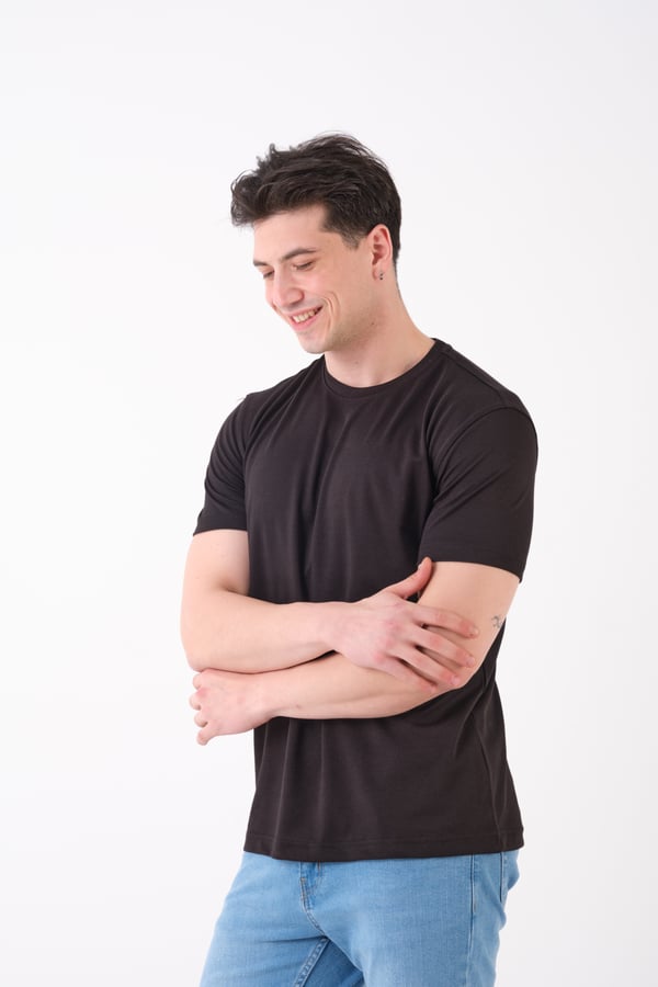 Erkek Bisiklet Yaka Slim Fit Basic T-Shirt | Günlük Tişört