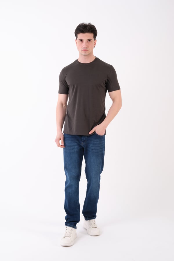 Erkek Bisiklet Yaka Slim Fit Basic T-Shirt | Günlük Tişört