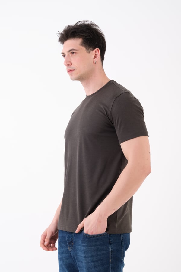 Erkek Bisiklet Yaka Slim Fit Basic T-Shirt | Günlük Tişört