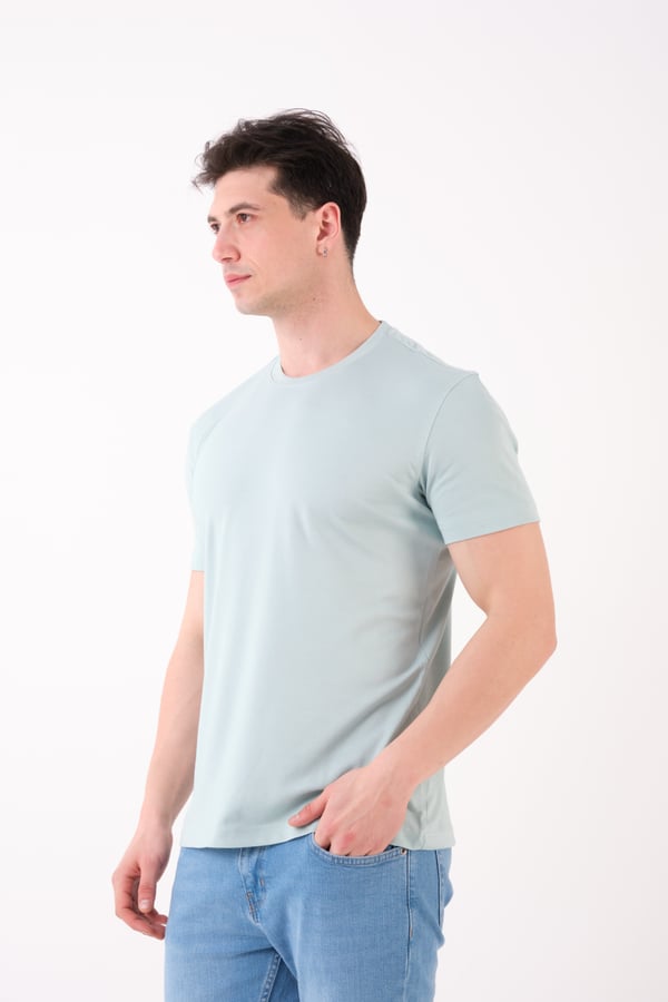Erkek Bisiklet Yaka Slim Fit Basic T-Shirt | Günlük Tişört