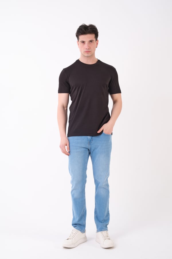 Erkek Bisiklet Yaka Slim Fit Basic T-Shirt | Günlük Tişört