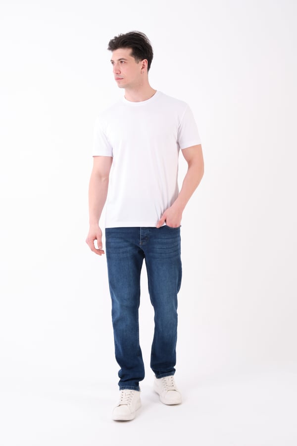 Erkek Bisiklet Yaka Slim Fit Basic T-Shirt | Günlük Tişört