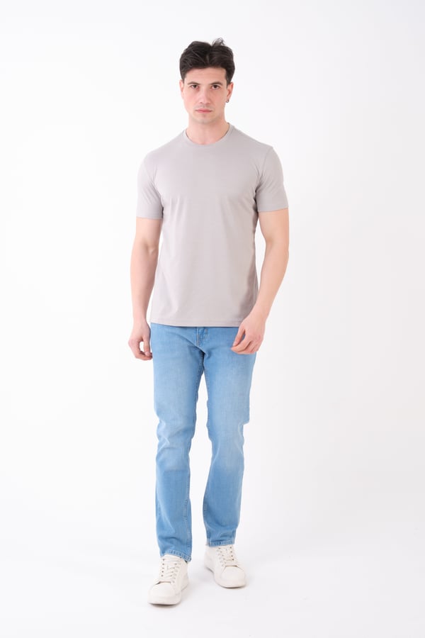 Erkek Bisiklet Yaka Slim Fit Basic T-Shirt | Günlük Tişört