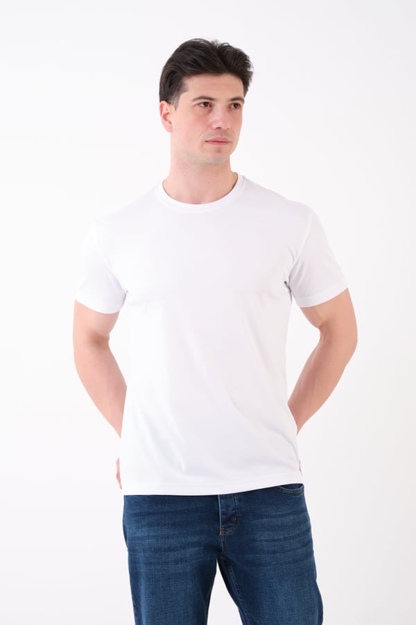 Erkek Bisiklet Yaka Slim Fit Basic T-Shirt | Günlük Tişört