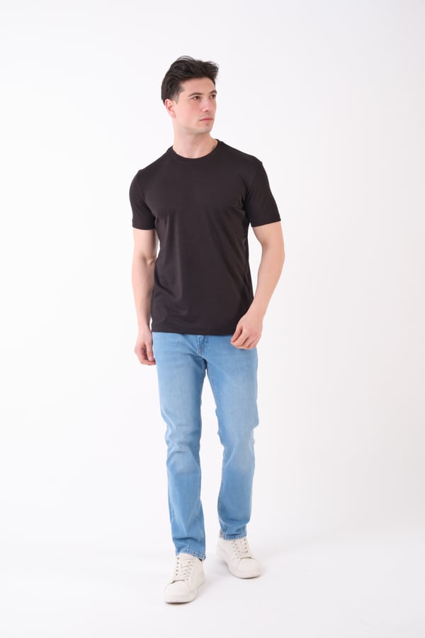Erkek Bisiklet Yaka Slim Fit Basic T-Shirt | Günlük Tişört