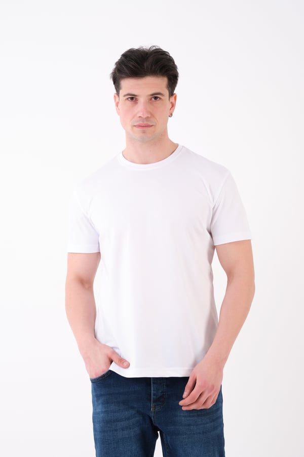 Erkek Bisiklet Yaka Slim Fit Basic T-Shirt | Günlük Tişört