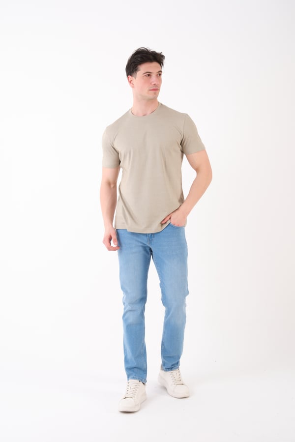 Erkek Bisiklet Yaka Slim Fit Basic T-Shirt | Günlük Tişört