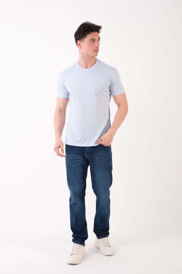 Erkek Bisiklet Yaka Slim Fit Basic T-Shirt | Günlük Tişört
