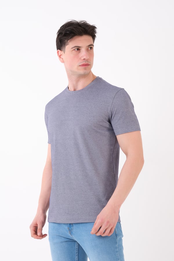 Erkek Bisiklet Yaka Slim Fit Basic T-Shirt | Günlük Tişört