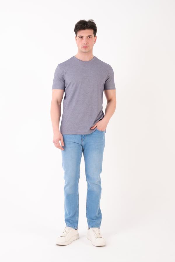 Erkek Bisiklet Yaka Slim Fit Basic T-Shirt | Günlük Tişört