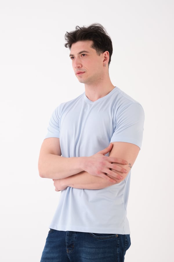 Erkek Bisiklet Yaka Slim Fit Basic T-Shirt | Günlük Tişört