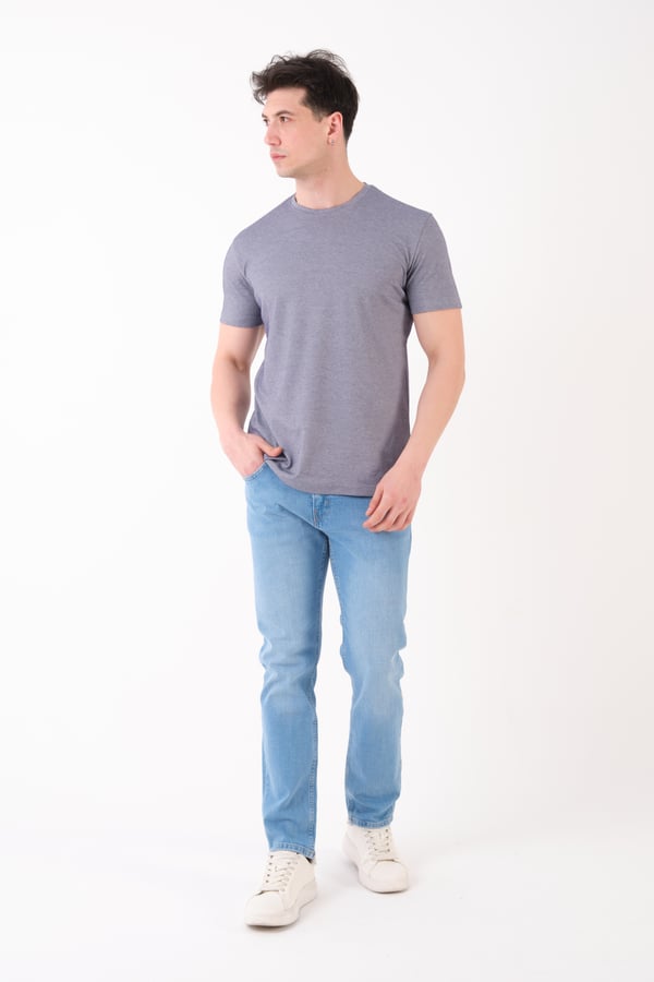 Erkek Bisiklet Yaka Slim Fit Basic T-Shirt | Günlük Tişört