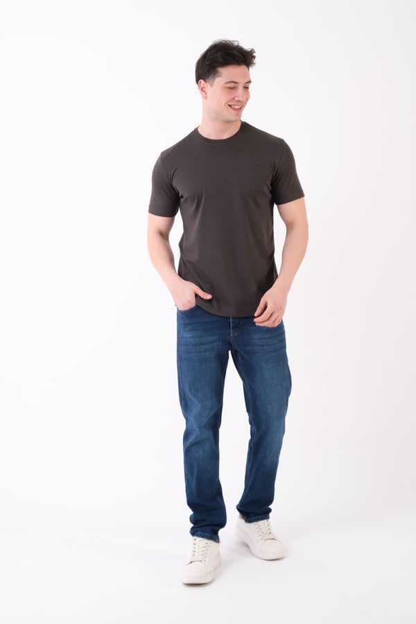 Erkek Bisiklet Yaka Slim Fit Basic T-Shirt | Günlük Tişört
