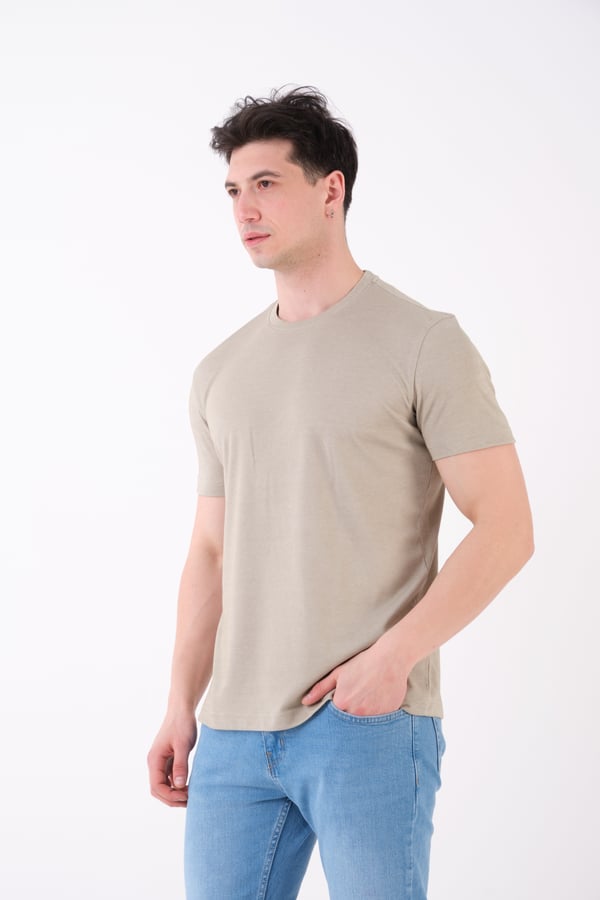 Erkek Bisiklet Yaka Slim Fit Basic T-Shirt | Günlük Tişört