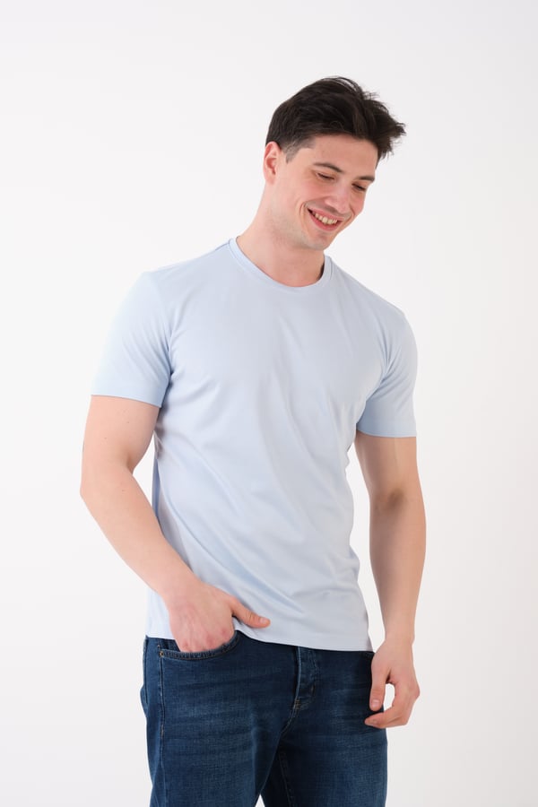 Erkek Bisiklet Yaka Slim Fit Basic T-Shirt | Günlük Tişört