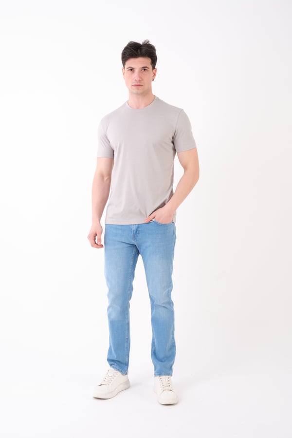 Erkek Bisiklet Yaka Slim Fit Basic T-Shirt | Günlük Tişört