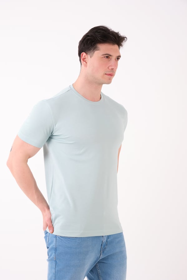 Erkek Bisiklet Yaka Slim Fit Basic T-Shirt | Günlük Tişört