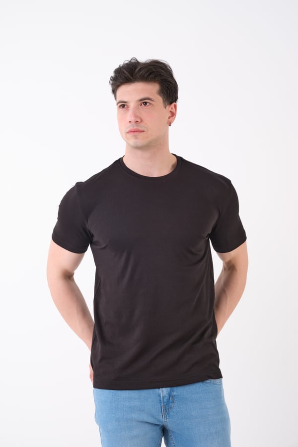 Erkek Bisiklet Yaka Slim Fit Basic T-Shirt | Günlük Tişört