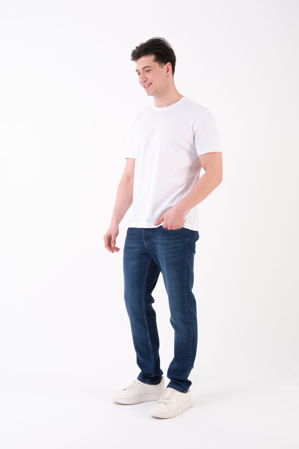 Erkek Bisiklet Yaka Slim Fit Basic T-Shirt | Günlük Tişört