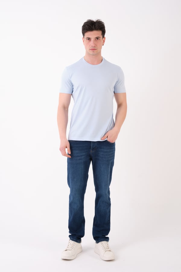 Erkek Bisiklet Yaka Slim Fit Basic T-Shirt | Günlük Tişört