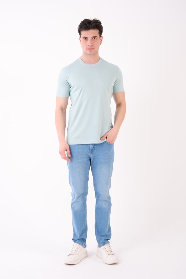 Erkek Bisiklet Yaka Slim Fit Basic T-Shirt | Günlük Tişört