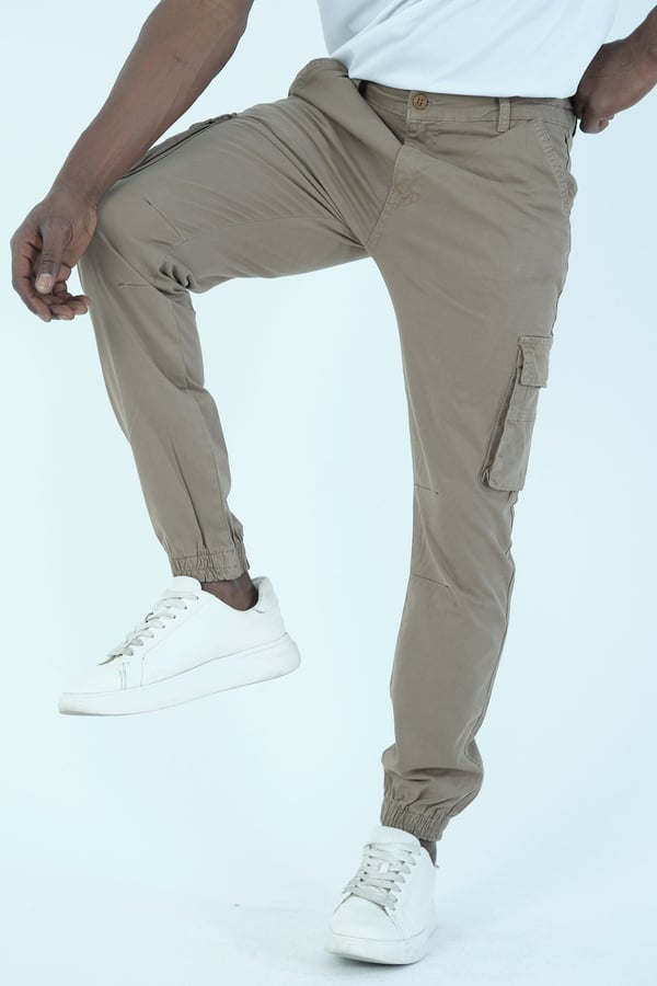 Erkek Kargo Cepli Lastik Paça Gabardin Jogger Pantolon