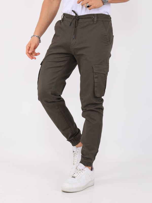 Erkek Kargo Cepli Lastik Paça Gabardin Jogger Pantolon