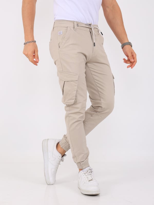 Erkek Kargo Cepli Lastik Paça Gabardin Jogger Pantolon