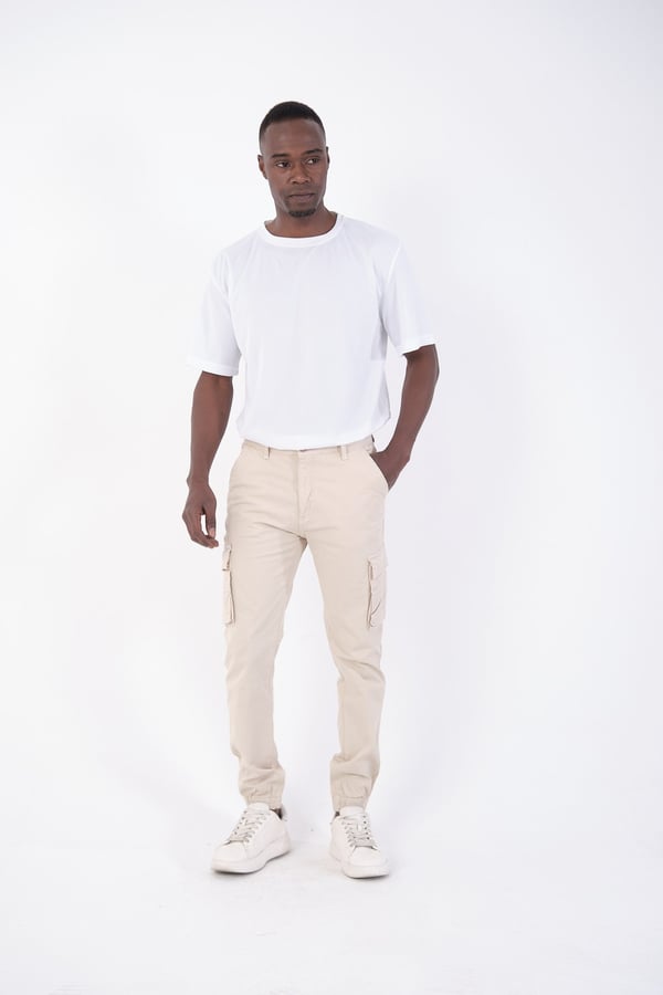 Erkek Kargo Cepli Lastik Paça Gabardin Jogger Pantolon
