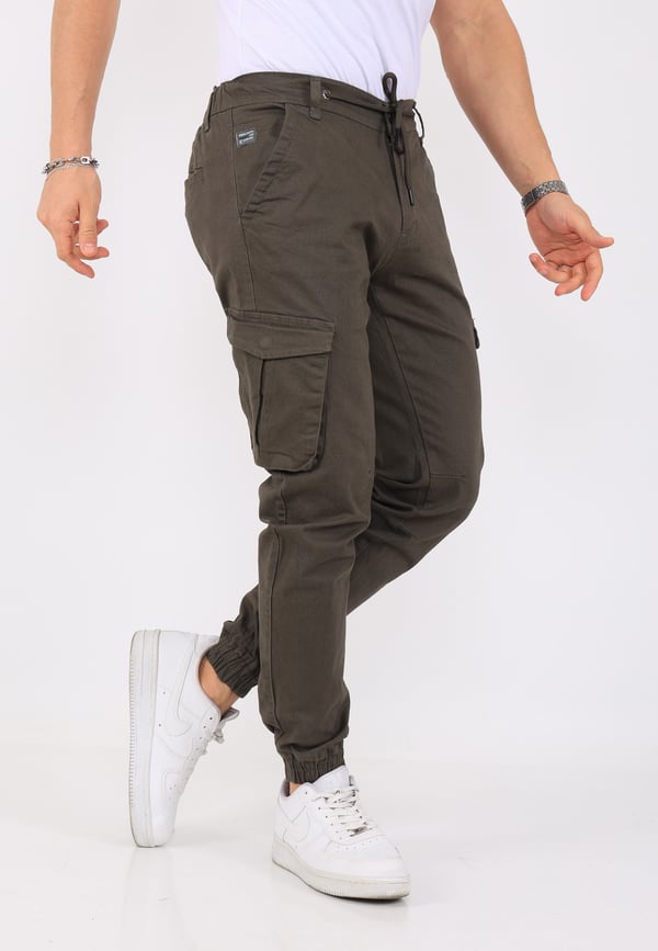 Erkek Kargo Cepli Lastik Paça Gabardin Jogger Pantolon