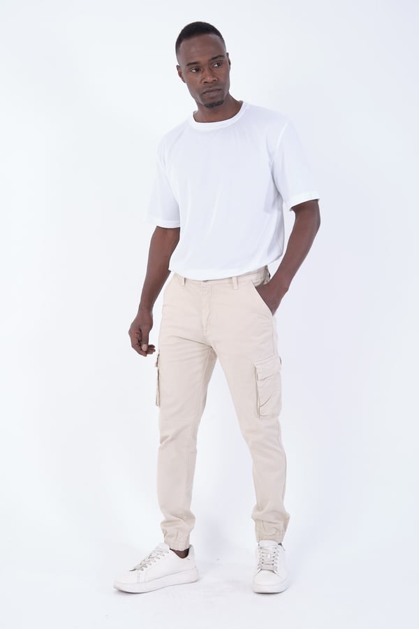 Erkek Kargo Cepli Lastik Paça Gabardin Jogger Pantolon