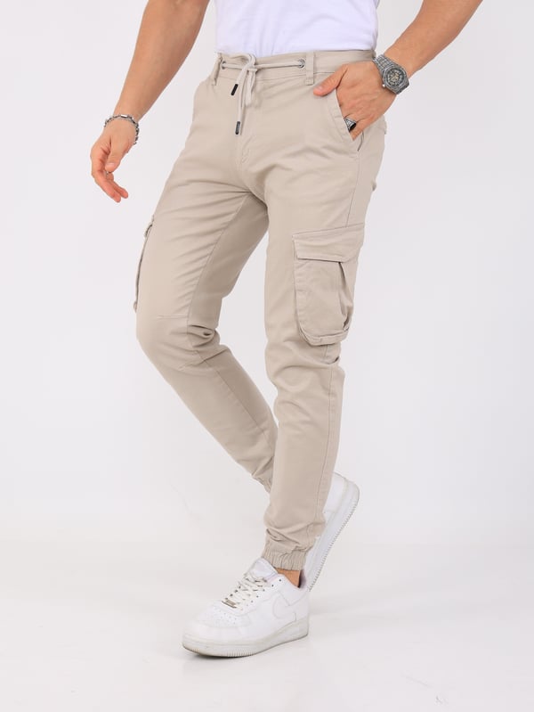 Erkek Kargo Cepli Lastik Paça Gabardin Jogger Pantolon