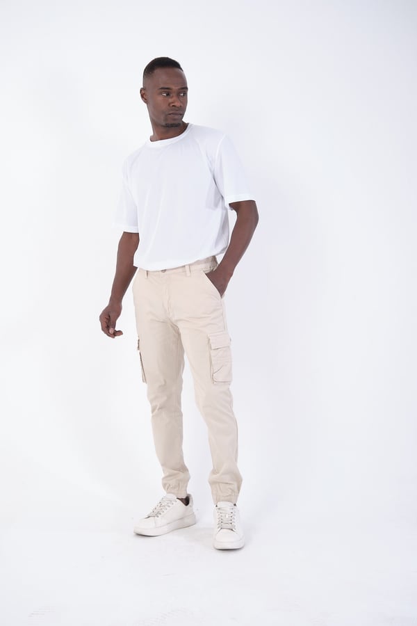 Erkek Kargo Cepli Lastik Paça Gabardin Jogger Pantolon