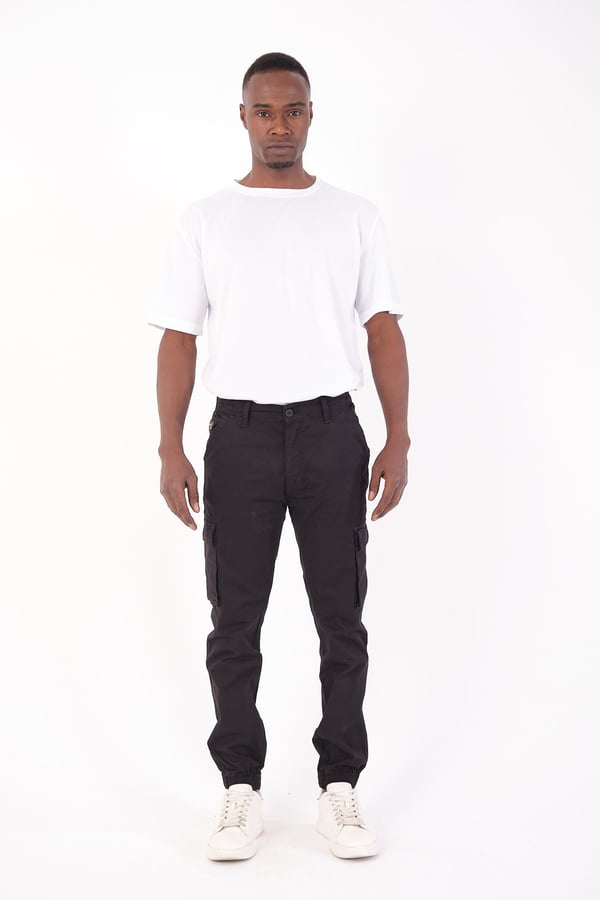 Erkek Kargo Cepli Lastik Paça Gabardin Jogger Pantolon